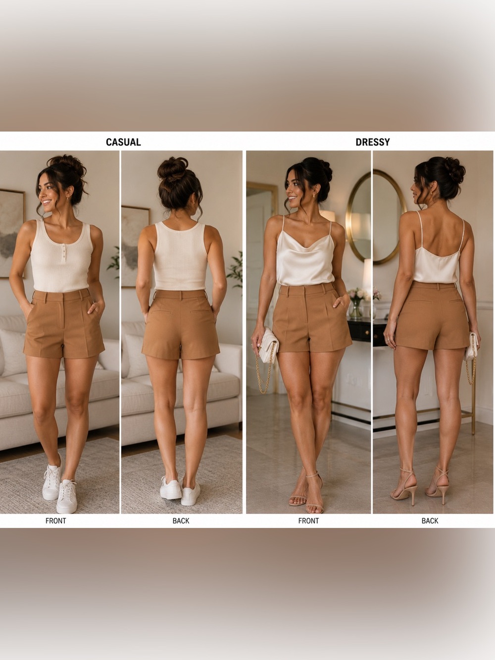 Nine West Women’s High-Rise Tailored Brown Shorts